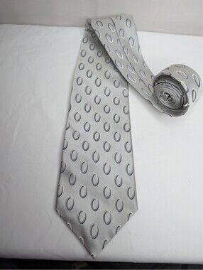 Bachrach Silver Gray Tie with Oval Pattern